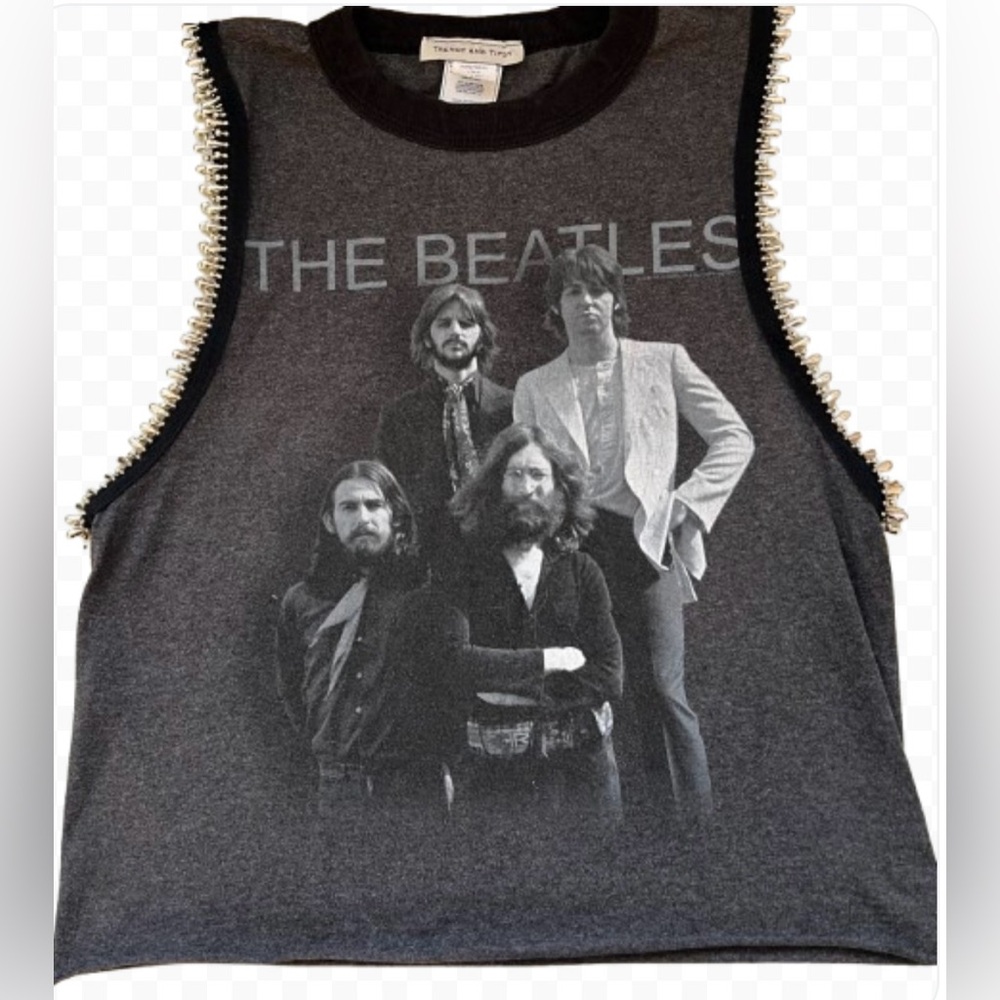 Trendy and Tipsy Vintage Beatles Custom Crop Sleeveless Tank Metal Hardware Sz S
